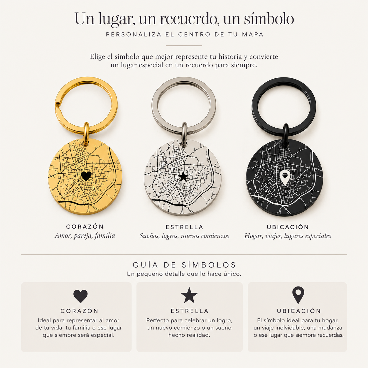 Llavero Destino, Personalizado con Mapa y Coordenadas