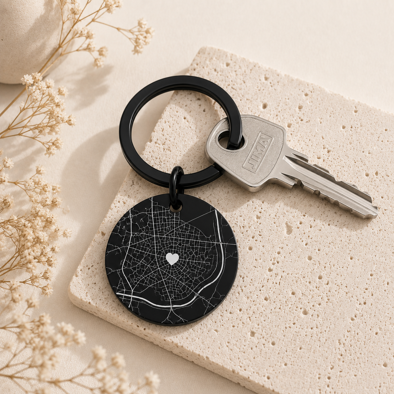 Llavero Destino, Personalizado con Mapa y Coordenadas