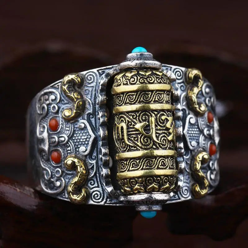 TIBETISCHER RING GLÜCKLICH ROTIERENDER RING