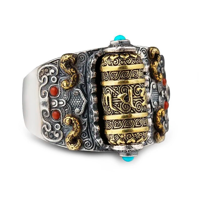 TIBETISCHER RING GLÜCKLICH ROTIERENDER RING
