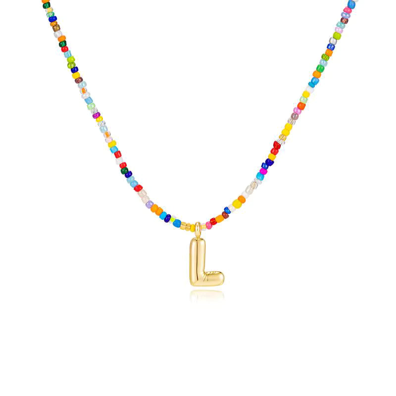 Colgante Inicial multicolor | Baño de Oro 18K y Personalizado Hecho a Mano