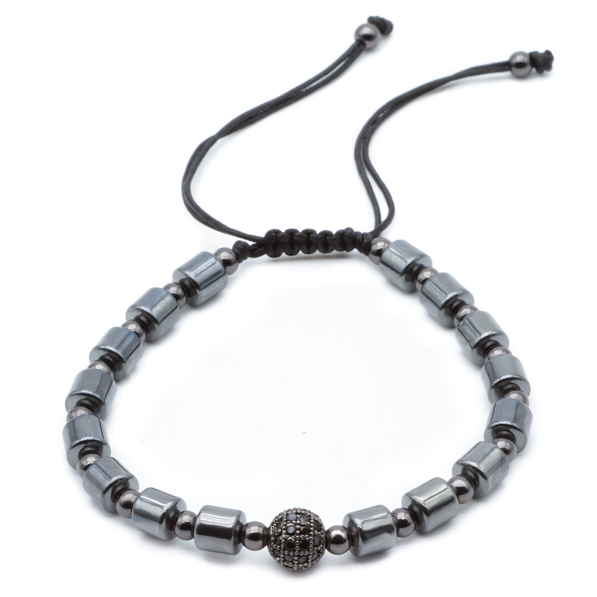 PULSERA DE HEMATITA CZ - Pulsera de Hematita con cz para hombre