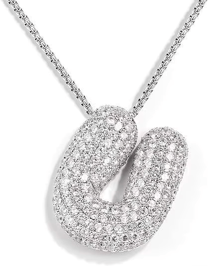 Colgante Plateado Inicial con circonita pavé