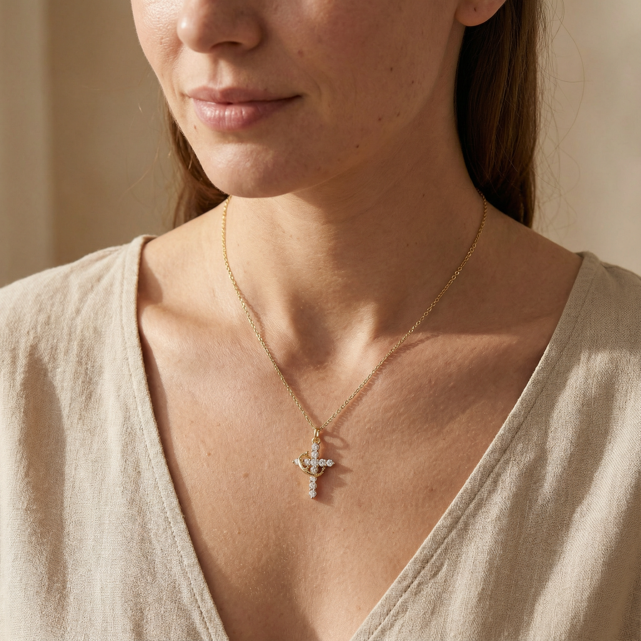 Sonnenamulett-Halsband mit natürlichem Aventurinstein, plattiert mit 18 Karat Gold