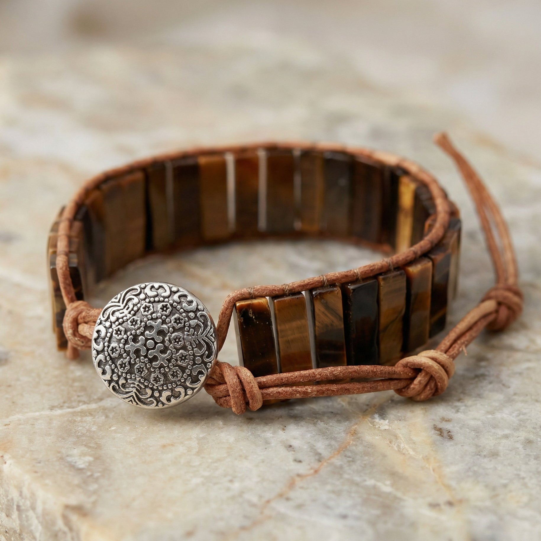 PULSERA BOHO · OJO DE TIGRE - Pulsera de piedra natural