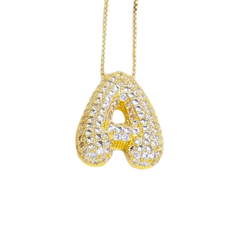 Colgante Bubble Inicial con circonita pavé