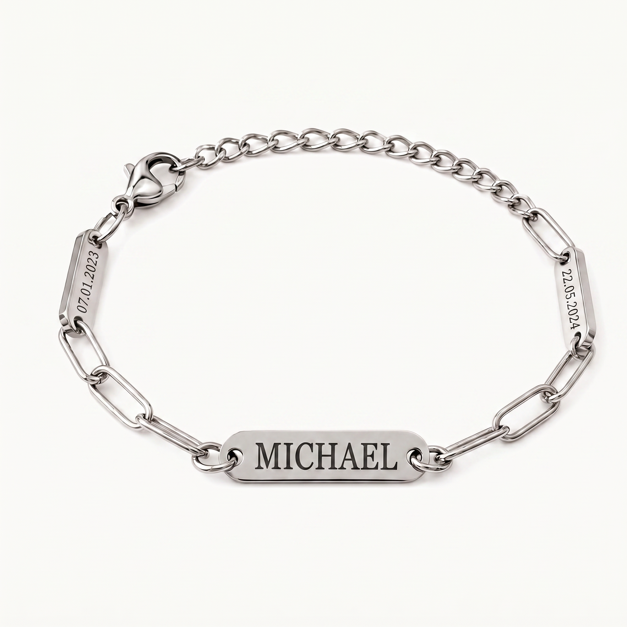 Pulsera Paperclip con 3 Nombres Personalizado