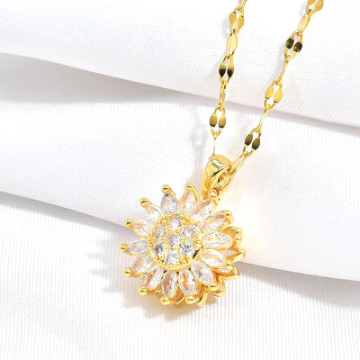 Sonnenamulett-Halsband mit natürlichem Aventurinstein, plattiert mit 18 Karat Gold 