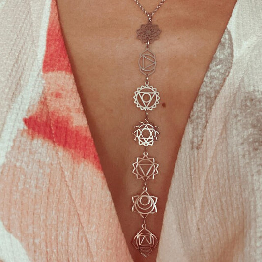 Colgante Chakras | Equilibrio y Energía Interior | Acero Inoxidable con baño oro 18K o plata