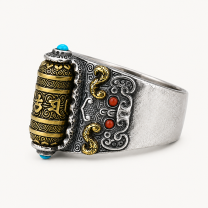 TIBETISCHER RING GLÜCKLICH ROTIERENDER RING