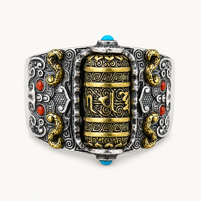 TIBETISCHER RING GLÜCKLICH ROTIERENDER RING