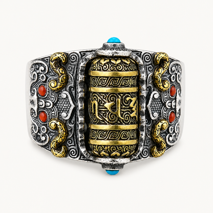 TIBETISCHER RING GLÜCKLICH ROTIERENDER RING