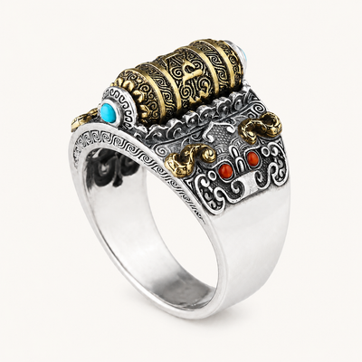 TIBETISCHER RING GLÜCKLICH ROTIERENDER RING