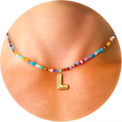 Colgante Inicial multicolor | Baño de Oro 18K y Personalizado Hecho a Mano