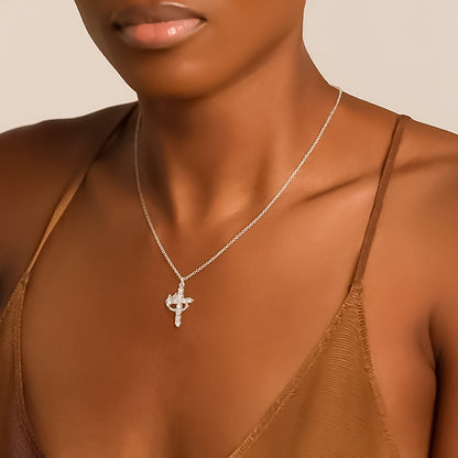 Colgante Cruz con Corona | Baño Oro 18K y Circonitas (2x1)