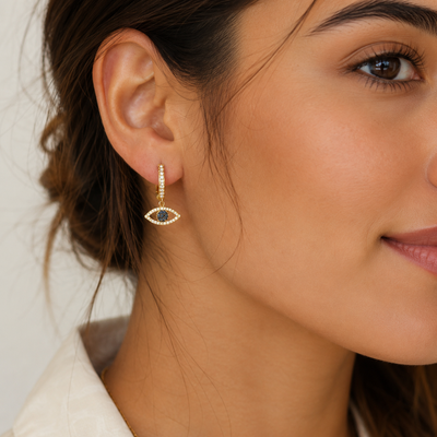 Pendientes Ojo Aura bañado en oro 18k