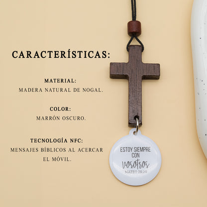 Cruz de Madera para coche con dispositivo NFC
