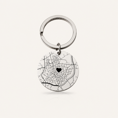 Llavero Destino, Personalizado con Mapa y Coordenadas