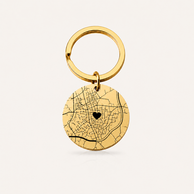 Llavero Destino, Personalizado con Mapa y Coordenadas