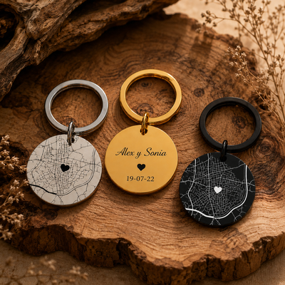 Llavero Destino, Personalizado con Mapa y Coordenadas