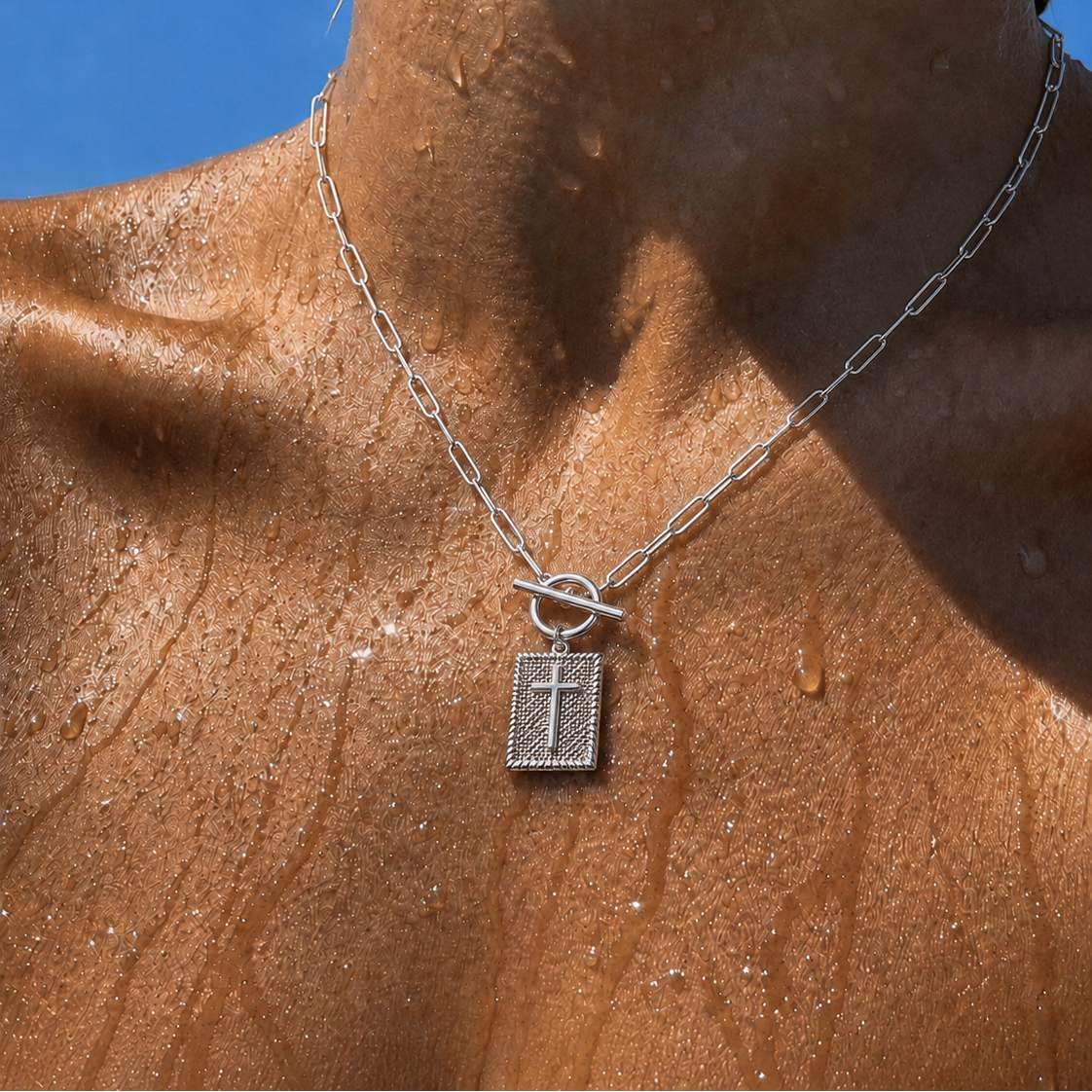 18K Paperclip Cross Pendant