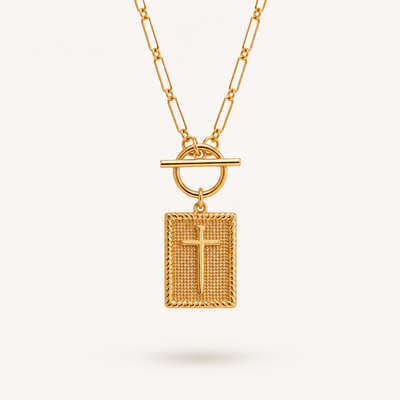 18K Paperclip Cross Pendant