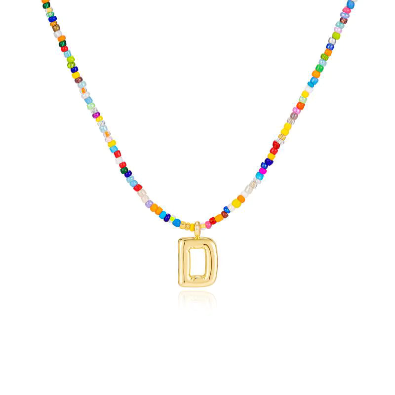 Colgante Inicial multicolor | Baño de Oro 18K y Personalizado Hecho a Mano