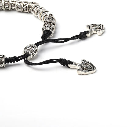 PULSERA OM MANI PADME HUM | Budista Tibetana con Cuentas de Plata | Protección y Energía Espiritual