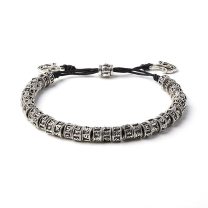 PULSERA OM MANI PADME HUM | Budista Tibetana con Cuentas de Plata | Protección y Energía Espiritual