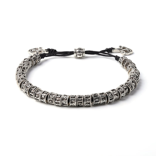 PULSERA OM MANI PADME HUM | Budista Tibetana con Cuentas de Plata | Protección y Energía Espiritual