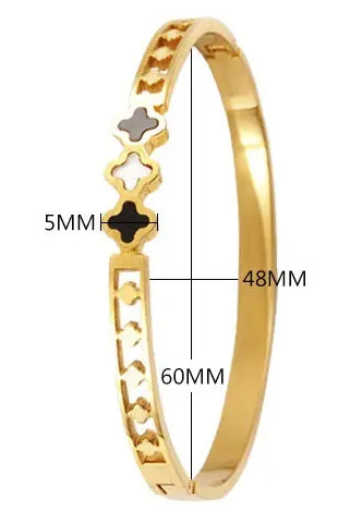 Pulsera con Tréboles Negros y Blancos | Pulsera  Acero Inoxidable 18k