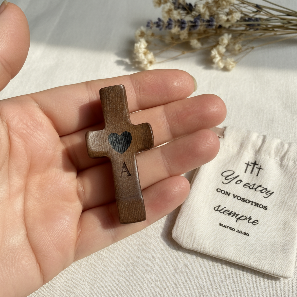 Cruces de Madera Grabadas con su Inicial | Listas para Regalar