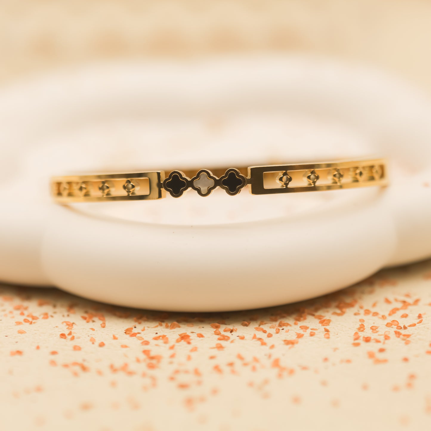 Pulsera con Tréboles Negros y Blancos | Pulsera  Acero Inoxidable 18k