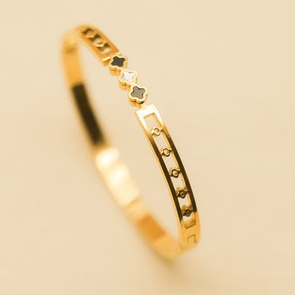 Pulsera con Tréboles Negros y Blancos | Pulsera  Acero Inoxidable 18k