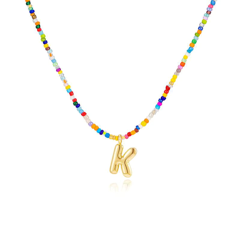 Colgante Inicial multicolor | Baño de Oro 18K y Personalizado Hecho a Mano