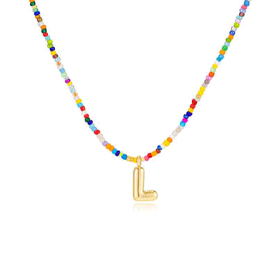 Colgante Inicial multicolor | Baño de Oro 18K y Personalizado Hecho a Mano
