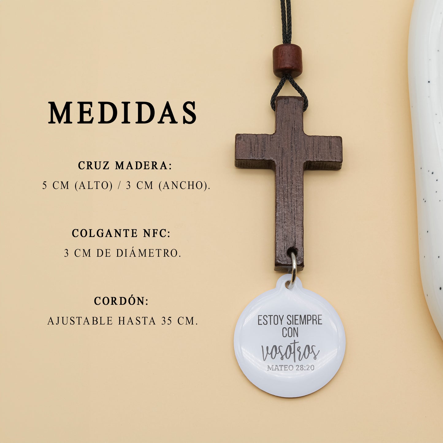 Cruz de Madera para coche con dispositivo NFC