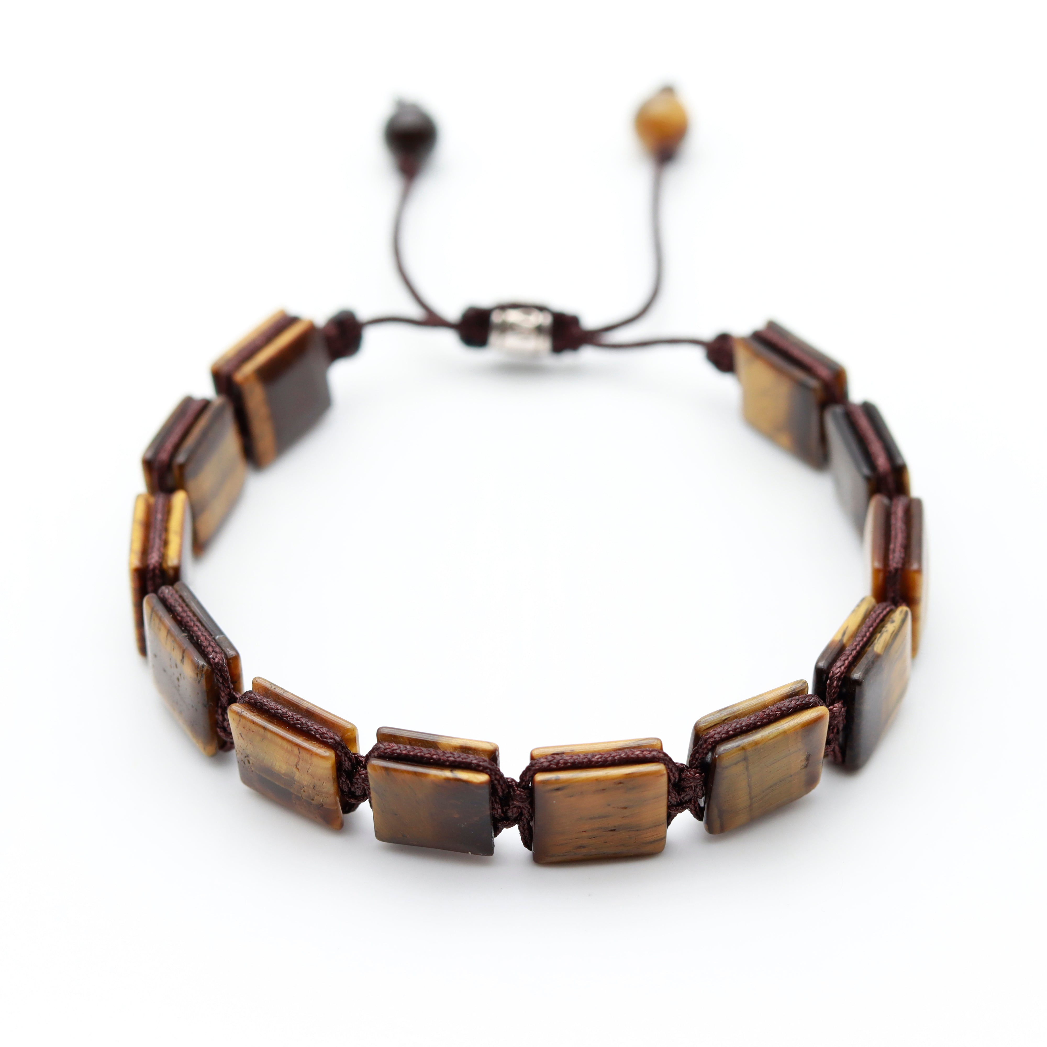 MINIMALISTISCHES SHAMBALA-ARMBAND · TIGERAUGE (BOHO-STIL) – Heilendes Natursteinarmband