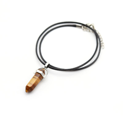 TIGER EYE PENDANT WITH LEATHER CHAIN ​​(black) 