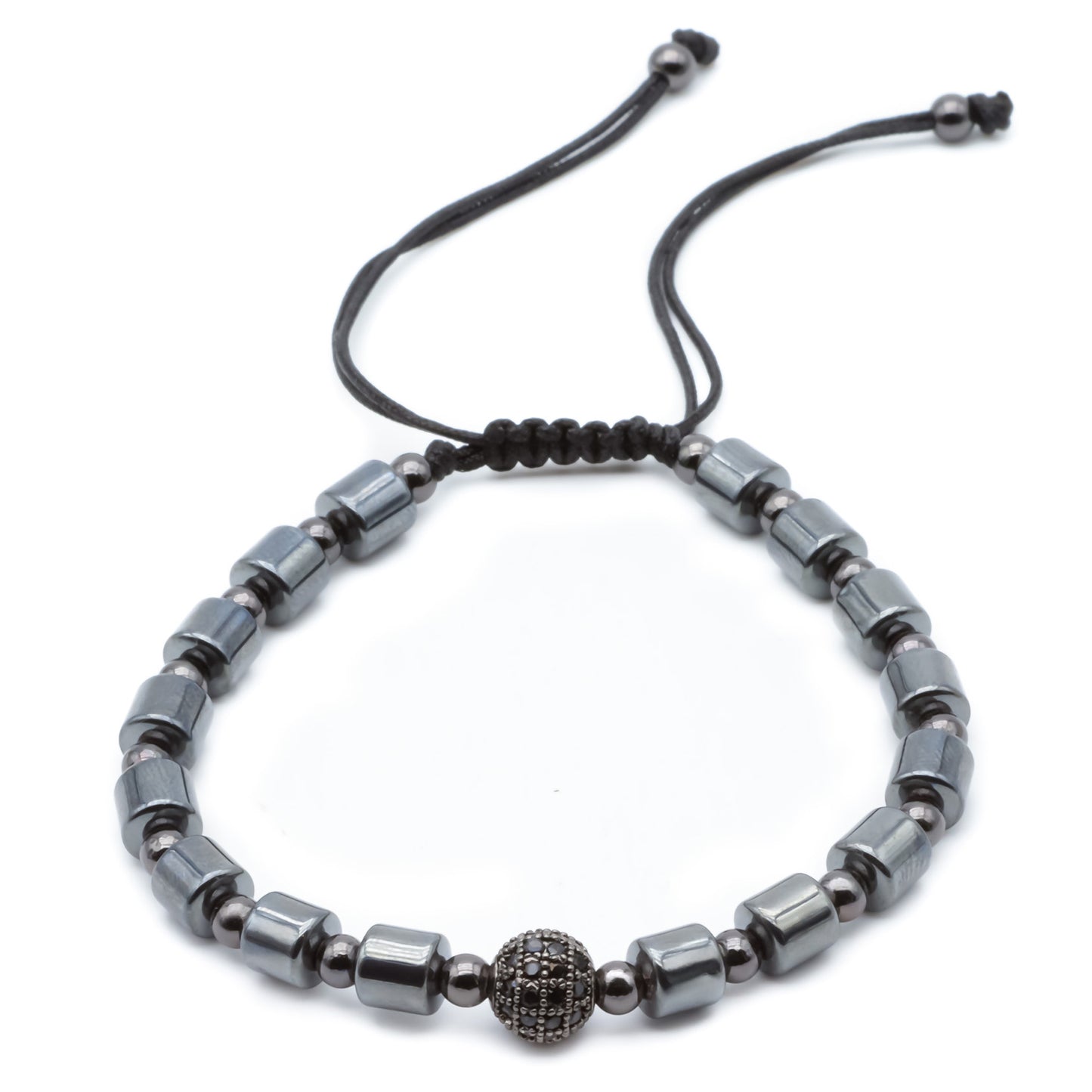 PULSERA DE HEMATITA CZ - Pulsera de Hematita con cz para hombre