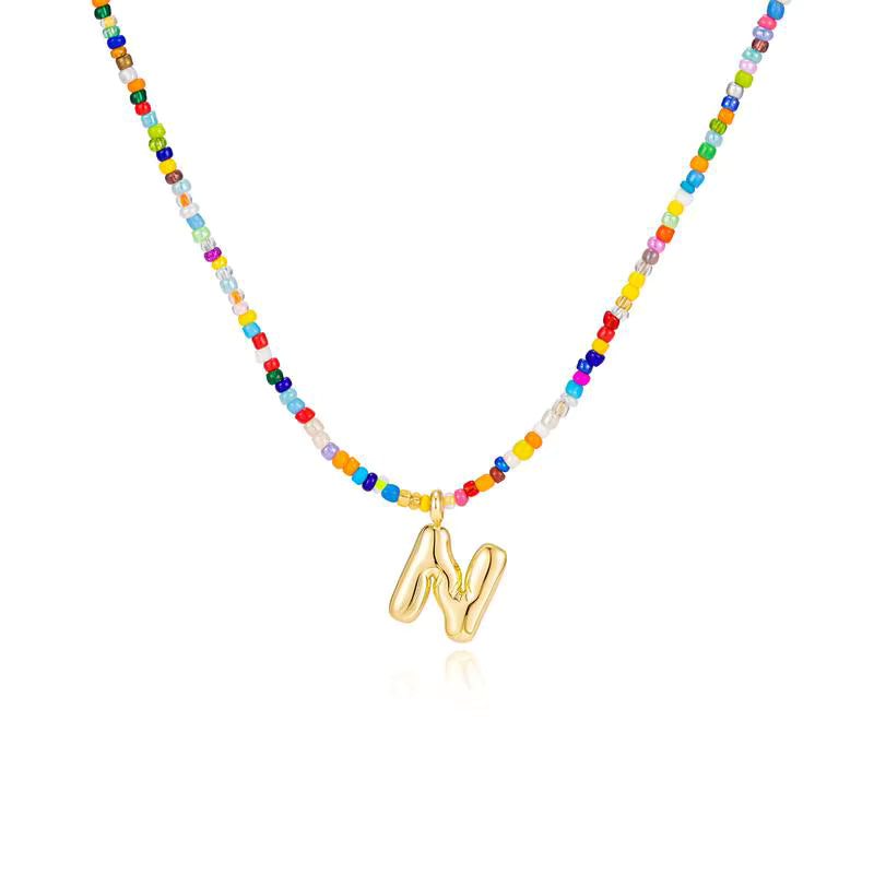 Colgante Inicial multicolor | Baño de Oro 18K y Personalizado Hecho a Mano