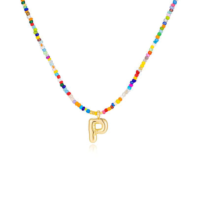 Colgante Inicial multicolor | Baño de Oro 18K y Personalizado Hecho a Mano