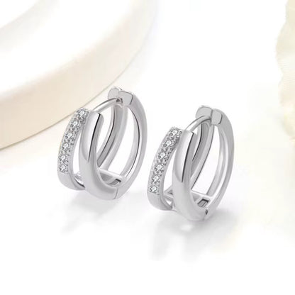 Pendientes de Doble Aro con Circonitas - Estilo huggie - Dahlia (2x1)