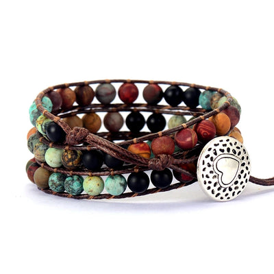 Dreischichtiges Armband aus Jaspis und mattem Onyx (Boho-Stil) – Armband aus heilenden Natursteinen 