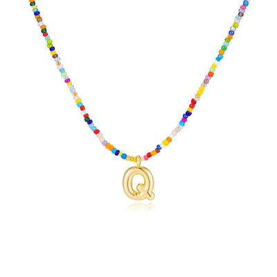Colgante Inicial multicolor | Baño de Oro 18K y Personalizado Hecho a Mano