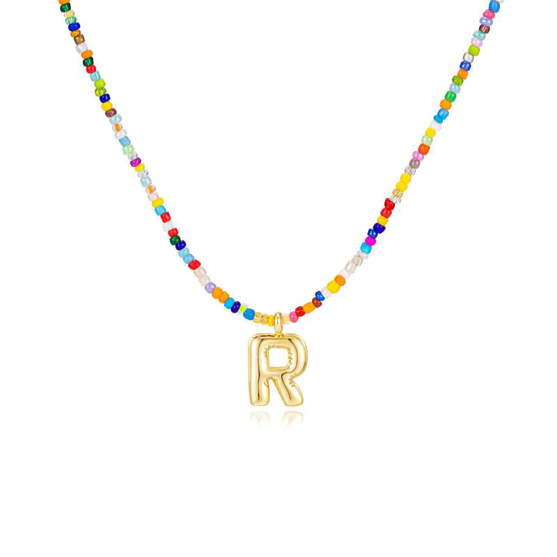 Colgante Inicial multicolor | Baño de Oro 18K y Personalizado Hecho a Mano