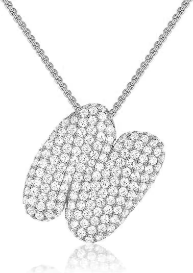 Colgante Plateado Inicial con circonita pavé