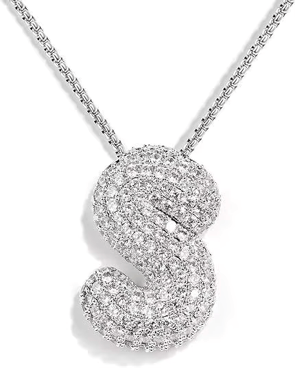 Colgante Plateado Inicial con circonita pavé