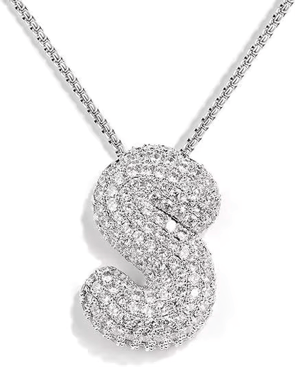 Colgante Plateado Inicial con circonita pavé