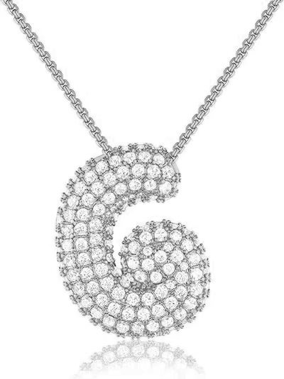 Colgante Plateado Inicial con circonita pavé